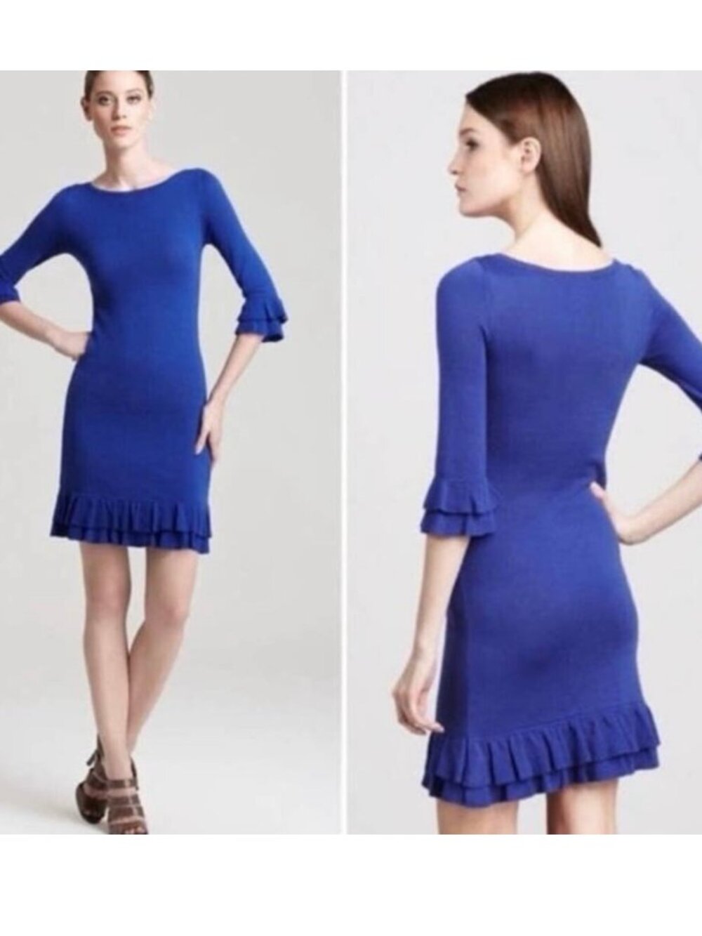 Lilly Pulitzer Helena Merino Wool Ruffle Sweater Dress Size Medium